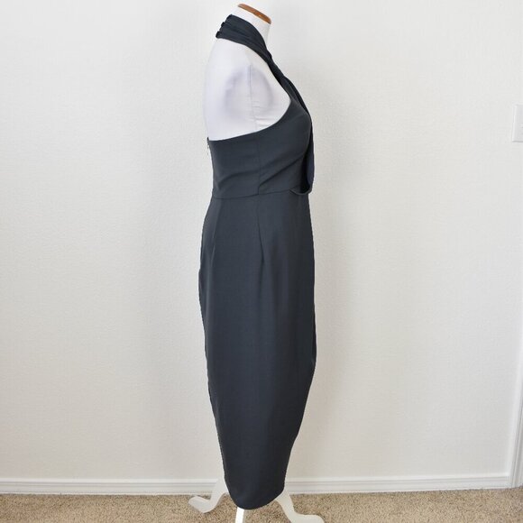 Shona Joy Core Knot Draped Halter Dress Gray - 6 - Picture 9 of 11